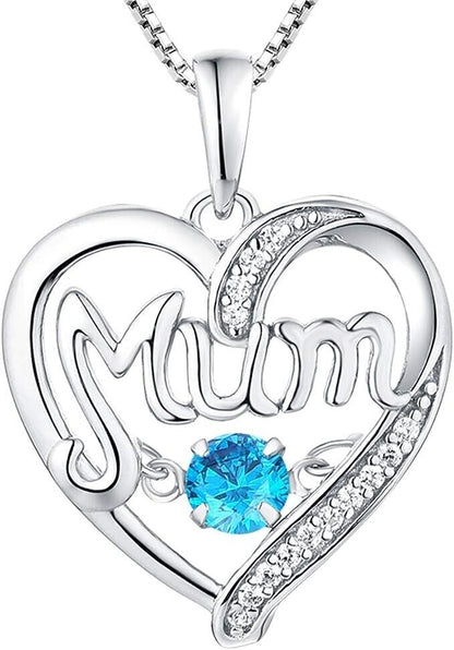 YL Mum Necklace - 925 Sterling Silver - Heartbeat 5A CZ Heart Love Pendant Necklace for Women / Mothers - 45-48 cm