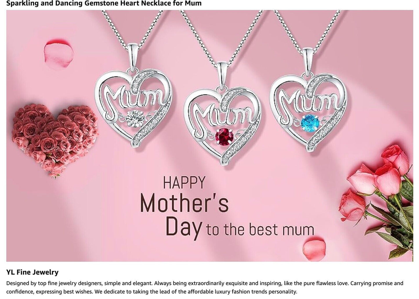 Mums Necklace 925 Sterling Silver Fine Jewellery Mothers Day Gift