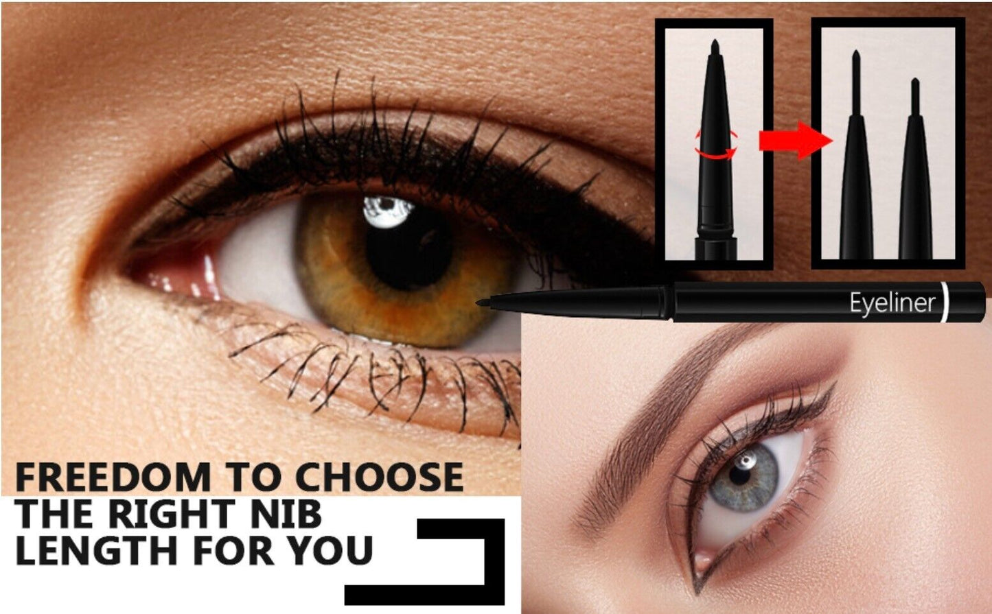 Black Eye Liners Makeup Pencil Mascara Natural Eye Look No Smudge (3 Pack)