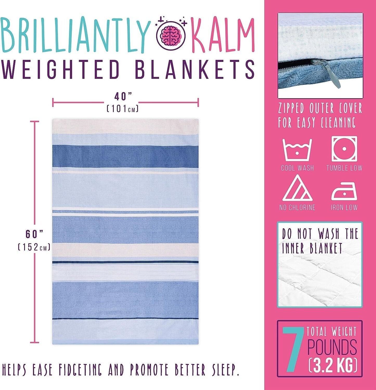 Weighted Blanket for Kids Calming Heavy Sensory Blue/Grey