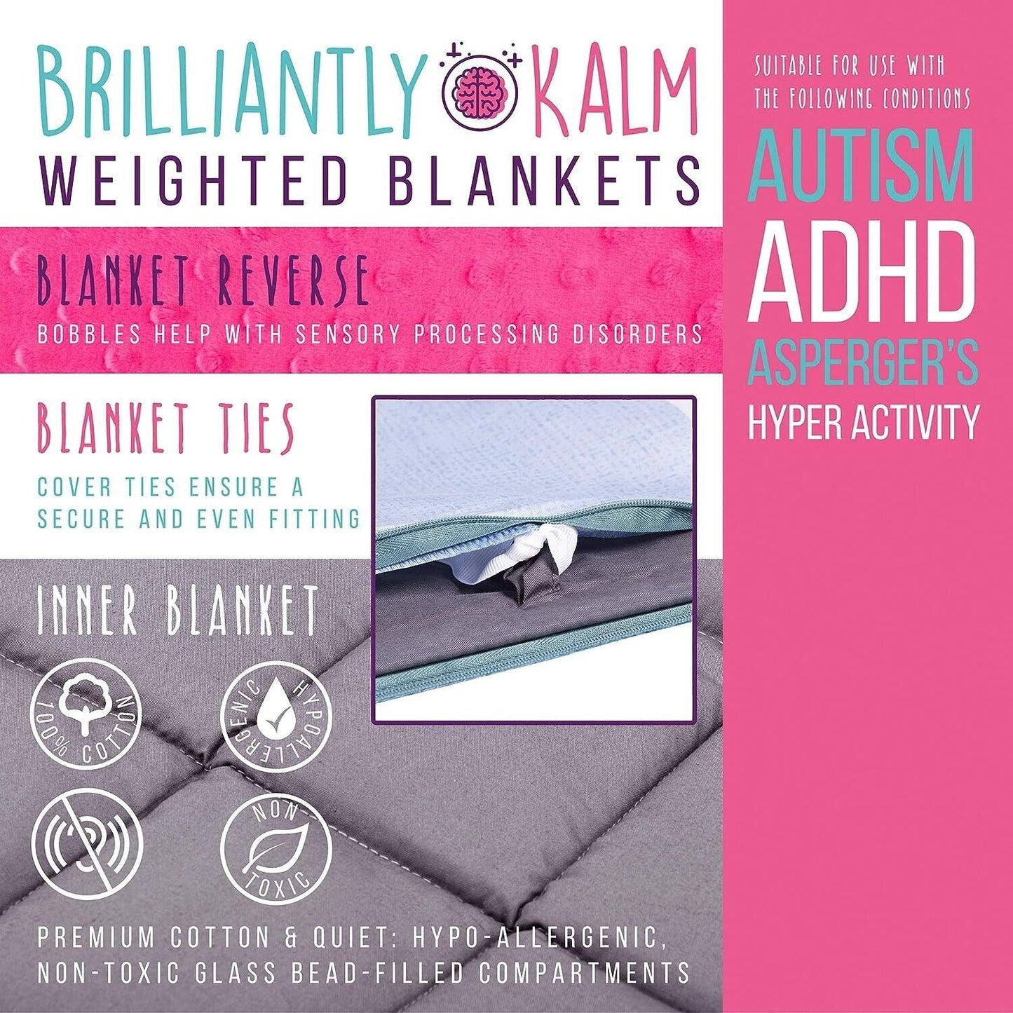 Weighted Blanket for Kids Calming Heavy Sensory Blue/Grey