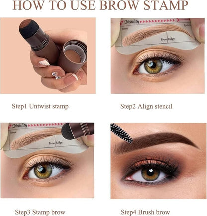 Eyebrow Stamp Shaper Tool Waterproof Eye Makeup (Brown)