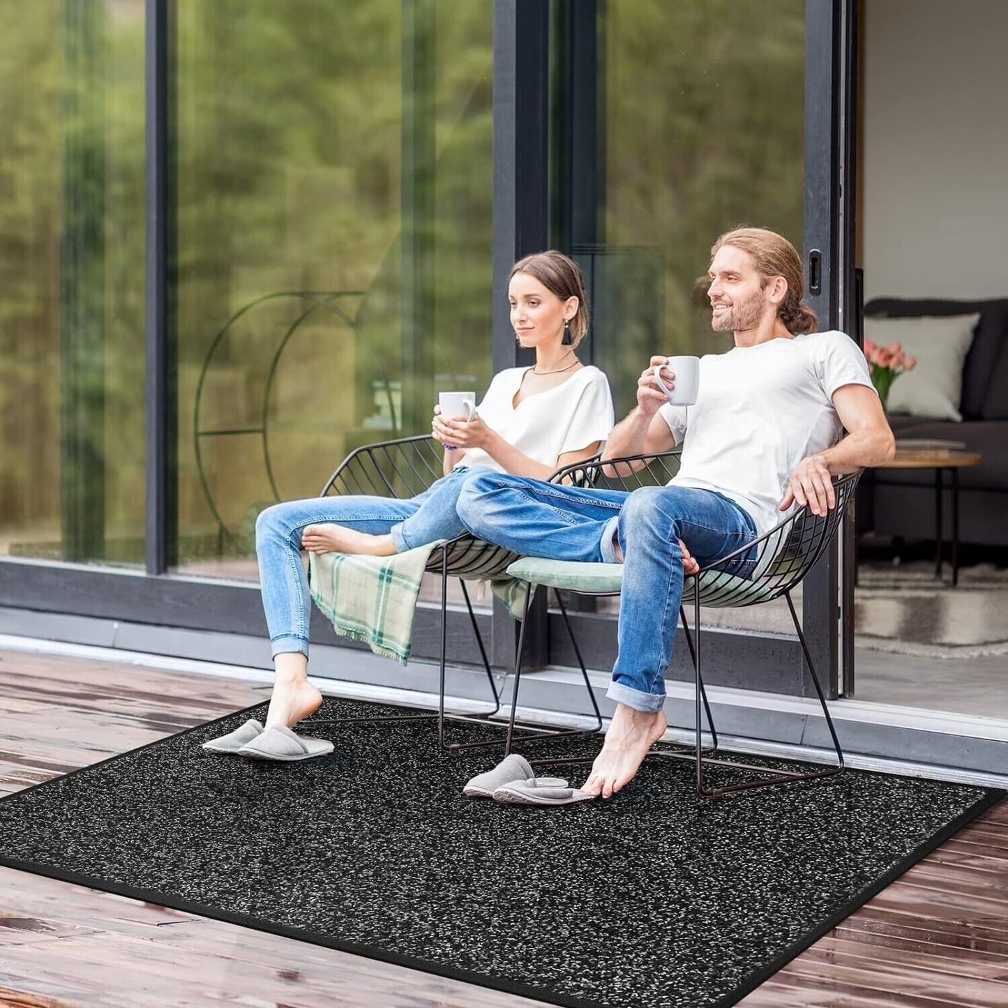 Mibao Dirt Trapper Door Mat for Indoor & Outdoor - Size: 90 x 120cm - Black - Washable Barrier Door Mat - Heavy Duty - Non-Slip Entrance Rug for Shoes Scraper Cleaner - Super Absorbent - Great for your Front Door Mat Carpet