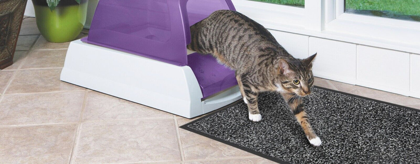 Entrance Doormat Large Absorbent Barrier Washable Non-Slip Door Mat (Black)