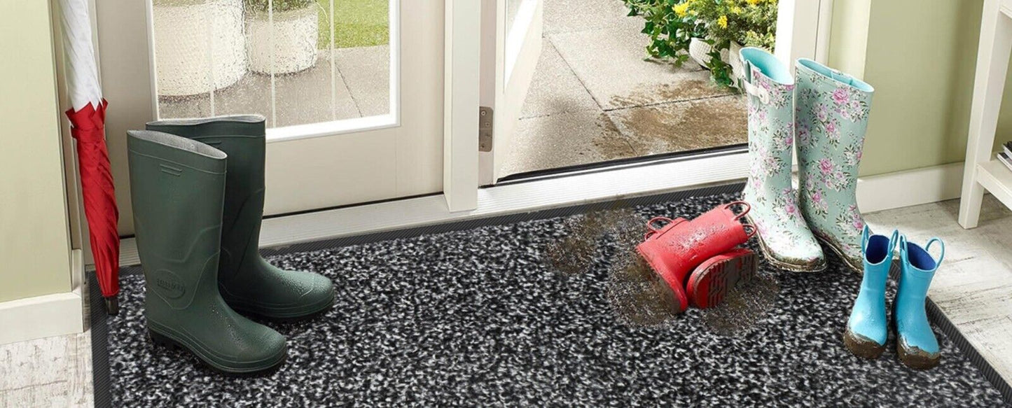 Entrance Doormat Large Absorbent Barrier Washable Non-Slip Door Mat (Black)