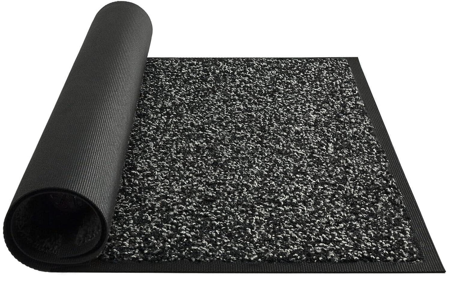 Mibao Dirt Trapper Door Mat for Indoor & Outdoor - Size: 90 x 120cm - Black - Washable Barrier Door Mat - Heavy Duty - Non-Slip Entrance Rug for Shoes Scraper Cleaner - Super Absorbent - Great for your Front Door Mat Carpet