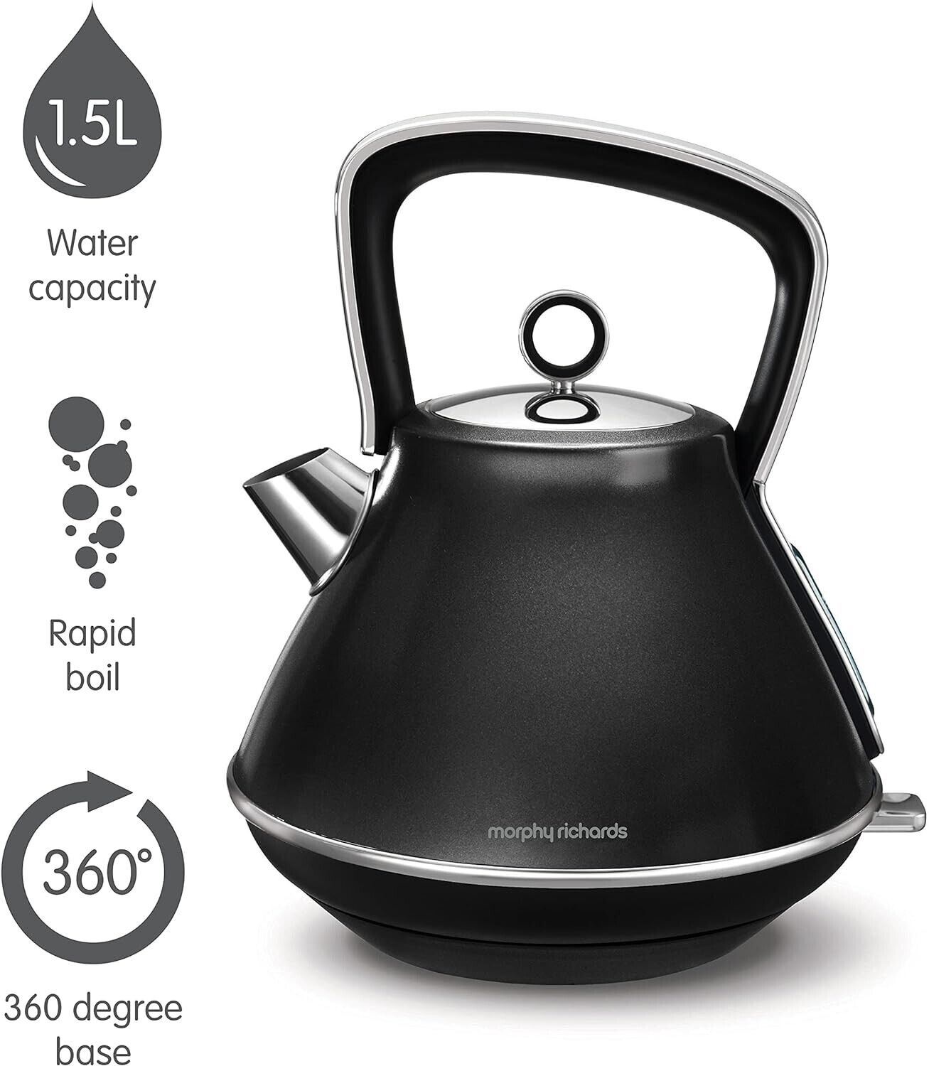 Morphy Richards Evoke Pyramid Kettle 100110 (Black)