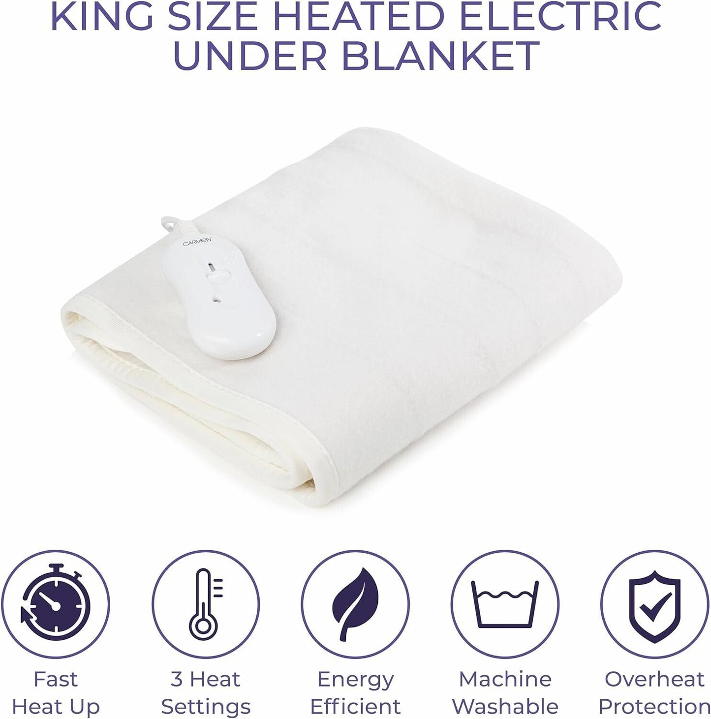 Carmen Electric Blanket Heated Machine Washable C81194 (King Size)