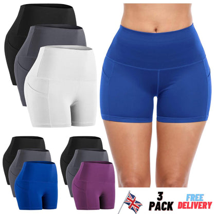 CADMUS - 3 Pack - High Waisted Workout Shorts for Women - Perfect for Yoga, Biker Shorts