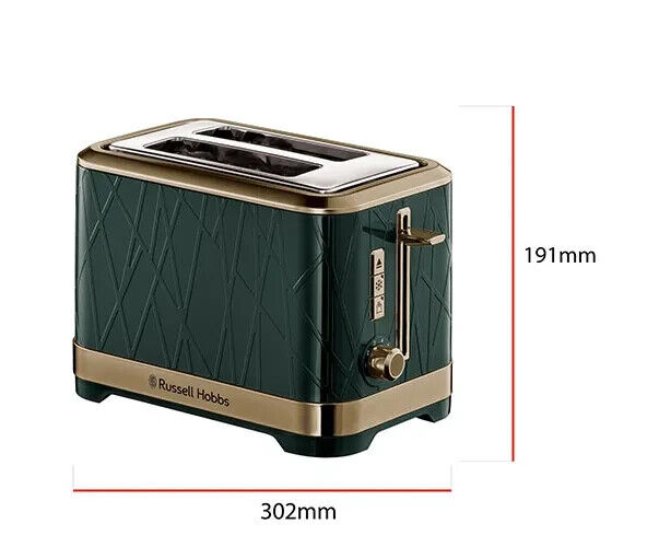 Russell Hobbs 2 Slice Toaster Gold Accents 26121 - Emerald Green