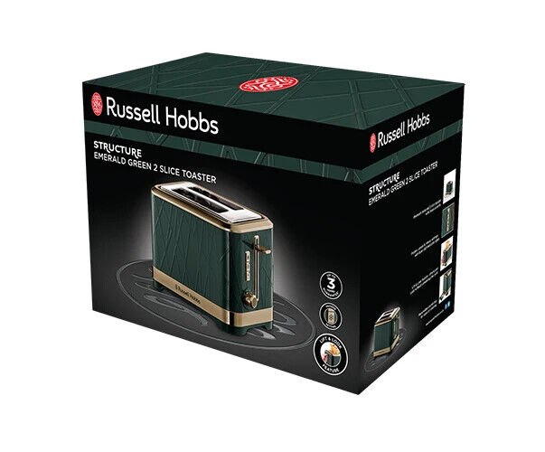 Russell Hobbs 2 Slice Toaster Gold Accents 26121 - Emerald Green