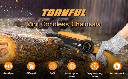 Mini Chainsaw 6" Cordless Rechargeable Saw Cutter 21V (Battery Operated)