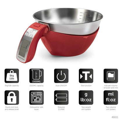 Morphy Richards Equip 3 in 1 Kitchen Digital Scales 46611 (Red)