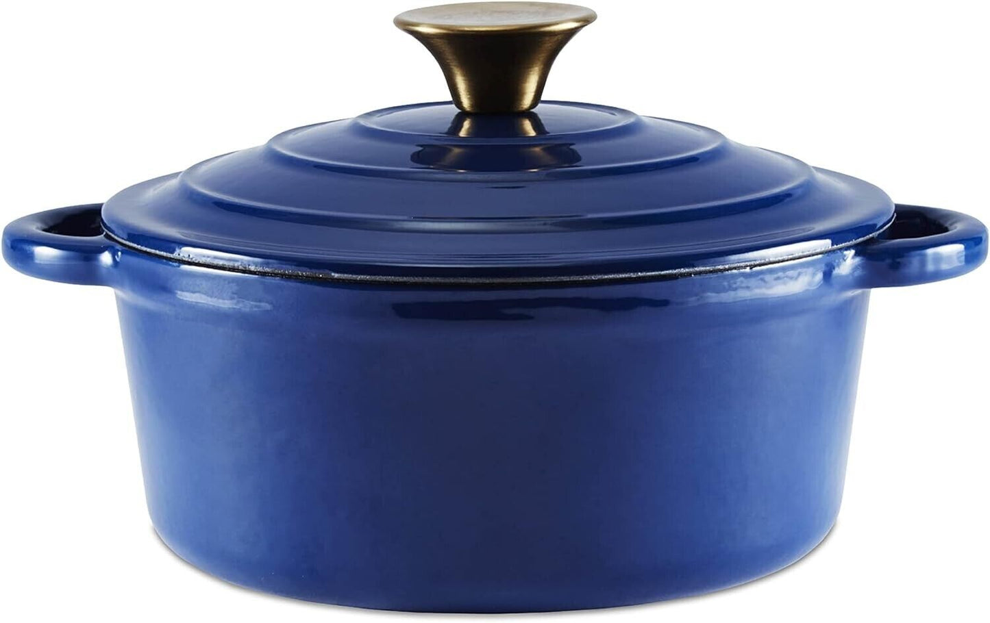 Barbary & Oak BO800250BLU Barbary & Oak Round Cast Iron Casserole Pan with Durable Enamel Interior, 20cm, Limoges Blue