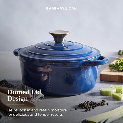 Barbary & Oak Cast Iron Pan Casserole Pot 20cm Blue BO800250BLU