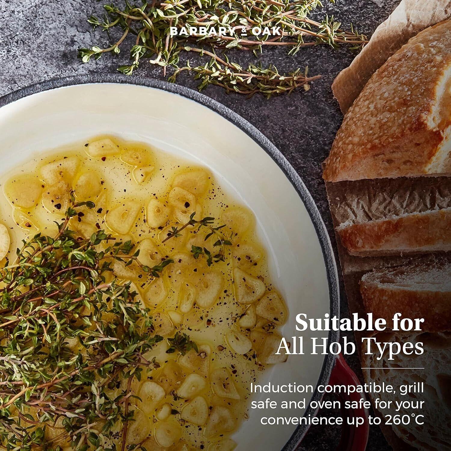 Barbary & Oak Round Cast Iron Casserole Pan 20cm (Red).