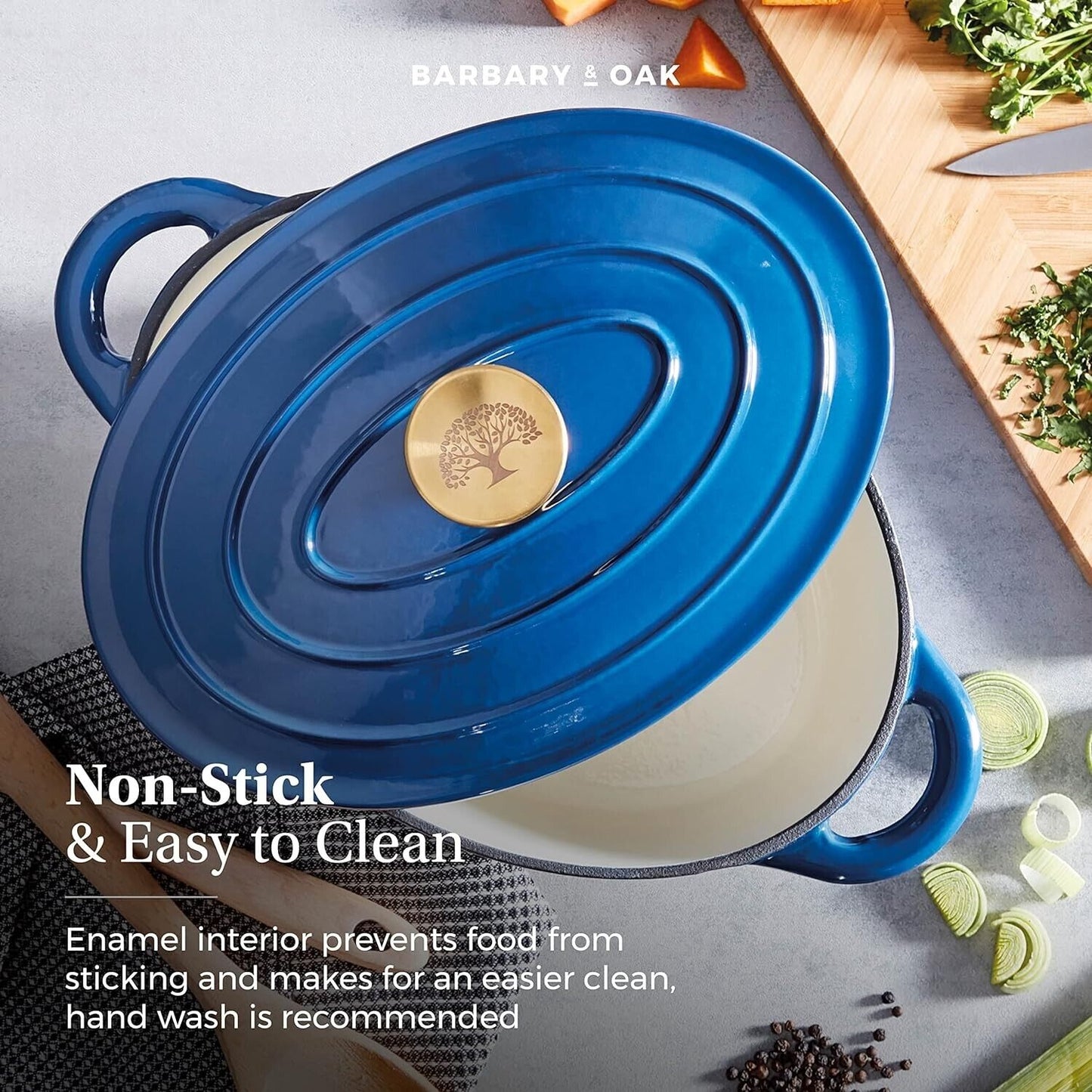 Barbary & Oak Cast Iron Casserole Pan BO800252BLU - Blue