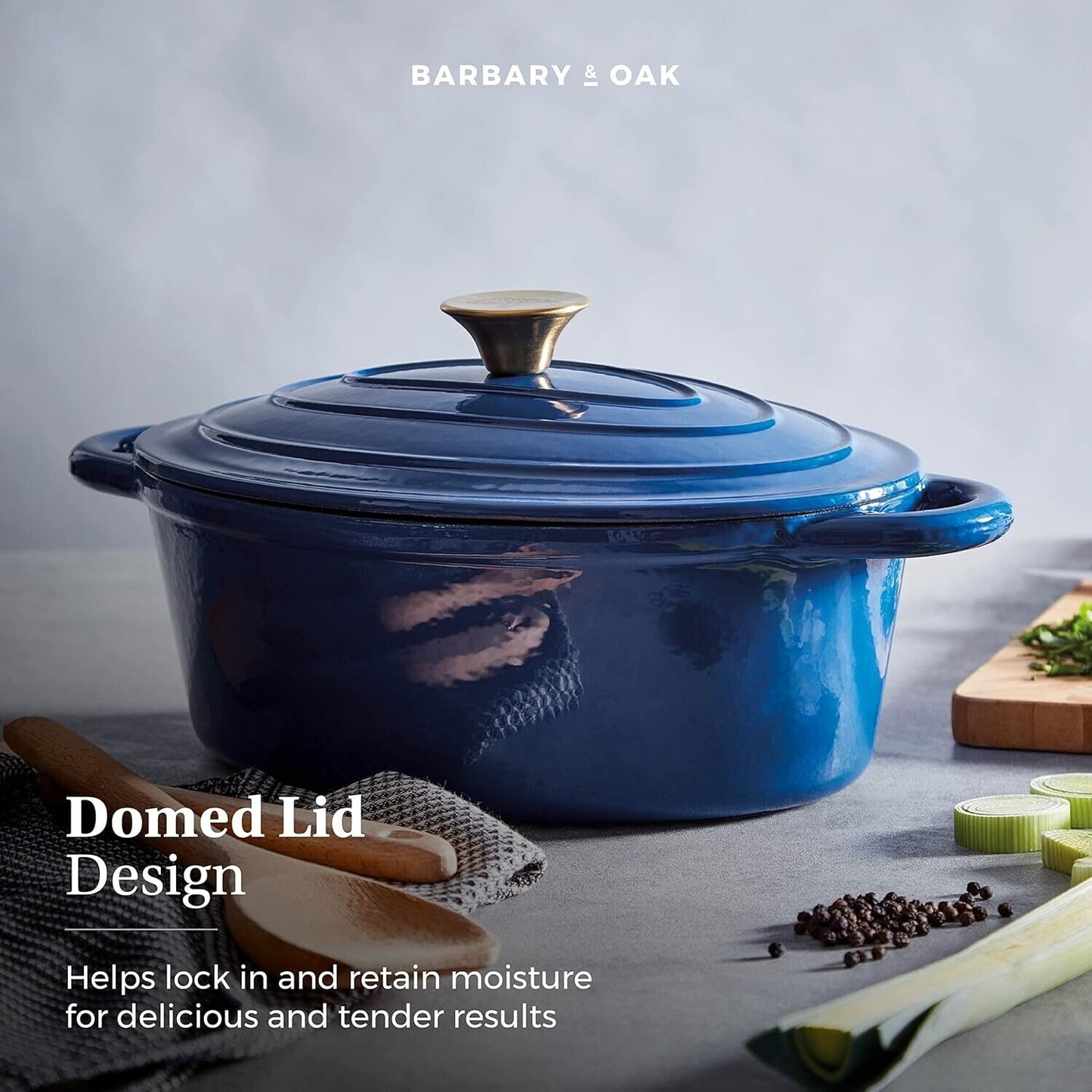 Barbary & Oak Cast Iron Casserole Pan BO800252BLU - Blue