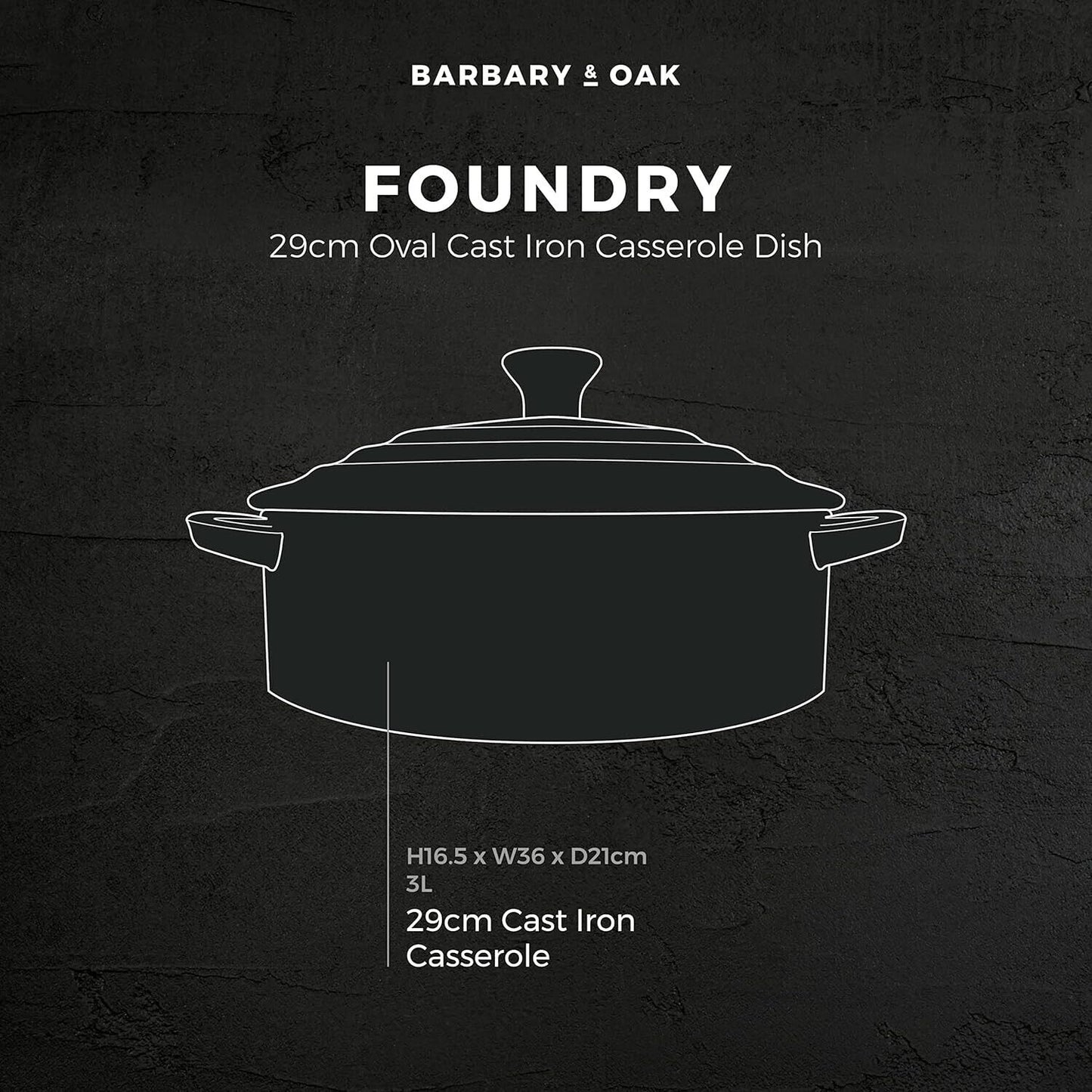 Barbary & Oak Cast Iron Casserole Pan BO800252BLU - Blue