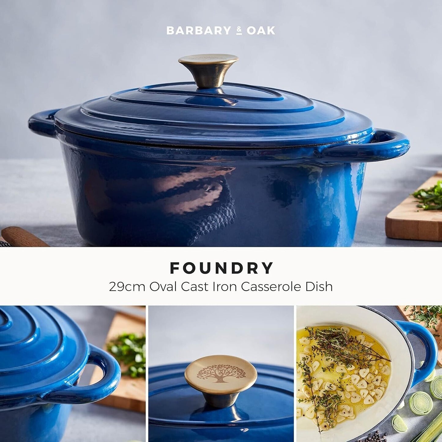 Barbary & Oak Cast Iron Casserole Pan BO800252BLU - Blue