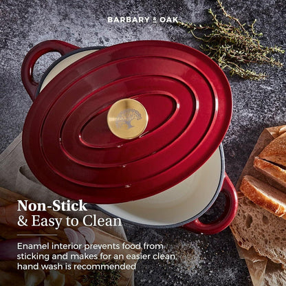 Barbary & Oak Cast Iron Casserole Dish 29cm (Red).