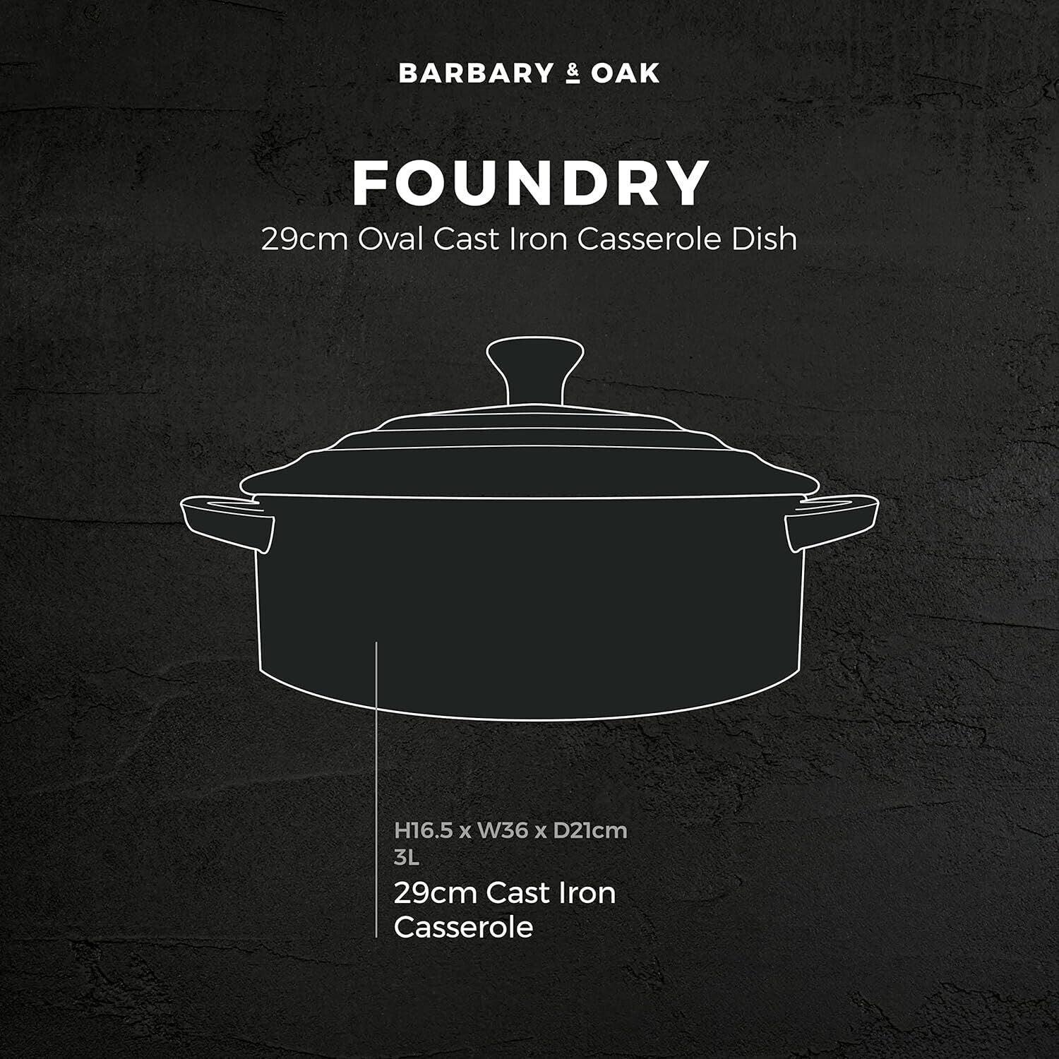 Barbary & Oak Cast Iron Casserole Dish 29cm (Red).
