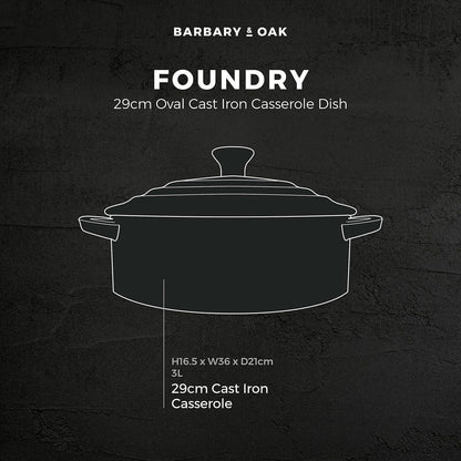 Barbary & Oak Cast Iron Casserole Dish 29cm (Red).