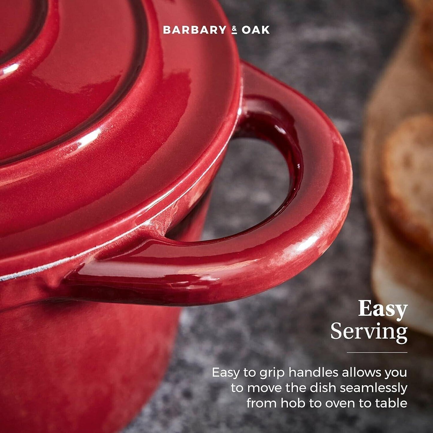 Barbary & Oak Cast Iron Casserole Dish 29cm (Red).