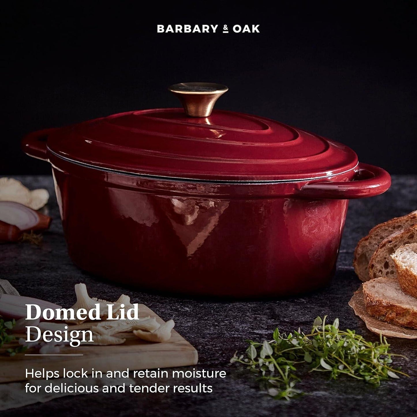 Barbary & Oak Cast Iron Casserole Dish 29cm (Red).