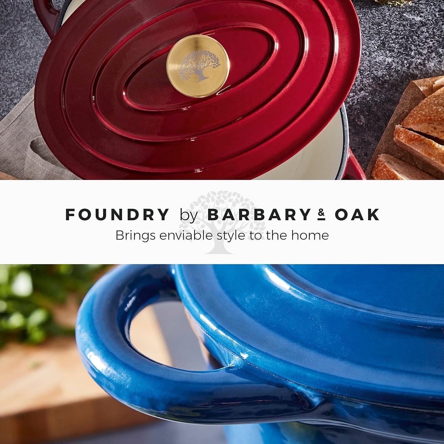 Barbary & Oak Cast Iron Casserole Dish 29cm (Red).
