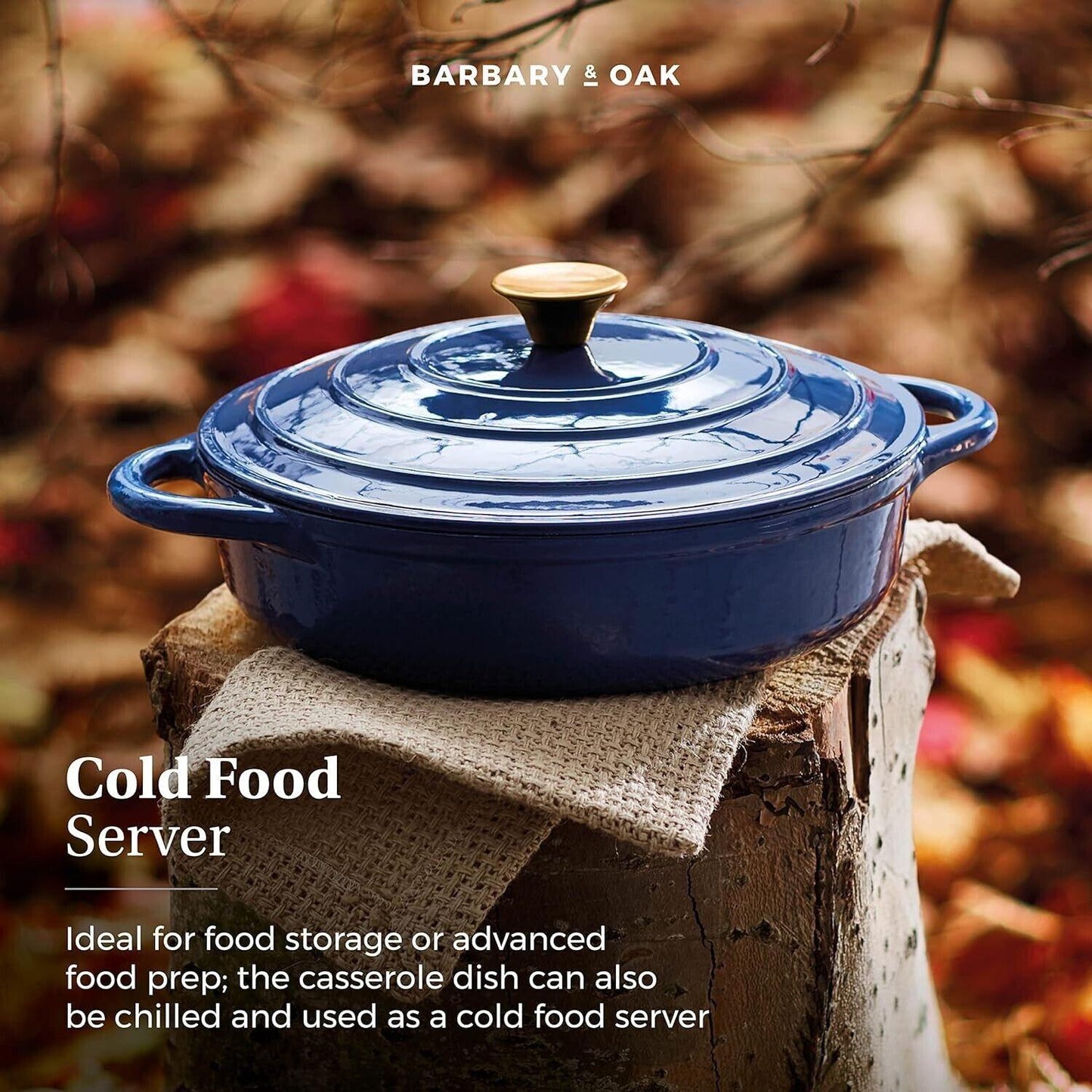 Barbary & Oak Cast Iron Casserole Pan 28cm (Blue).