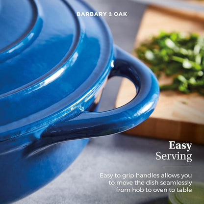 Barbary & Oak Cast Iron Casserole Pan 28cm (Blue).