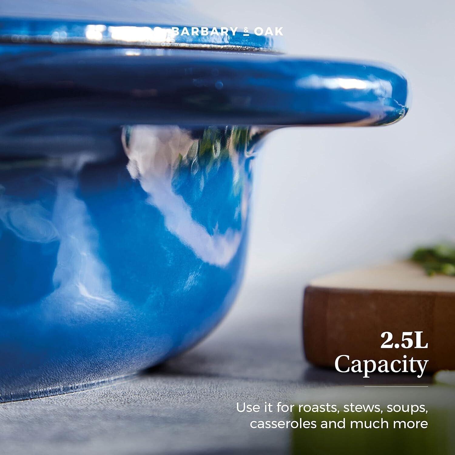 Barbary & Oak Cast Iron Casserole Pan 28cm (Blue).