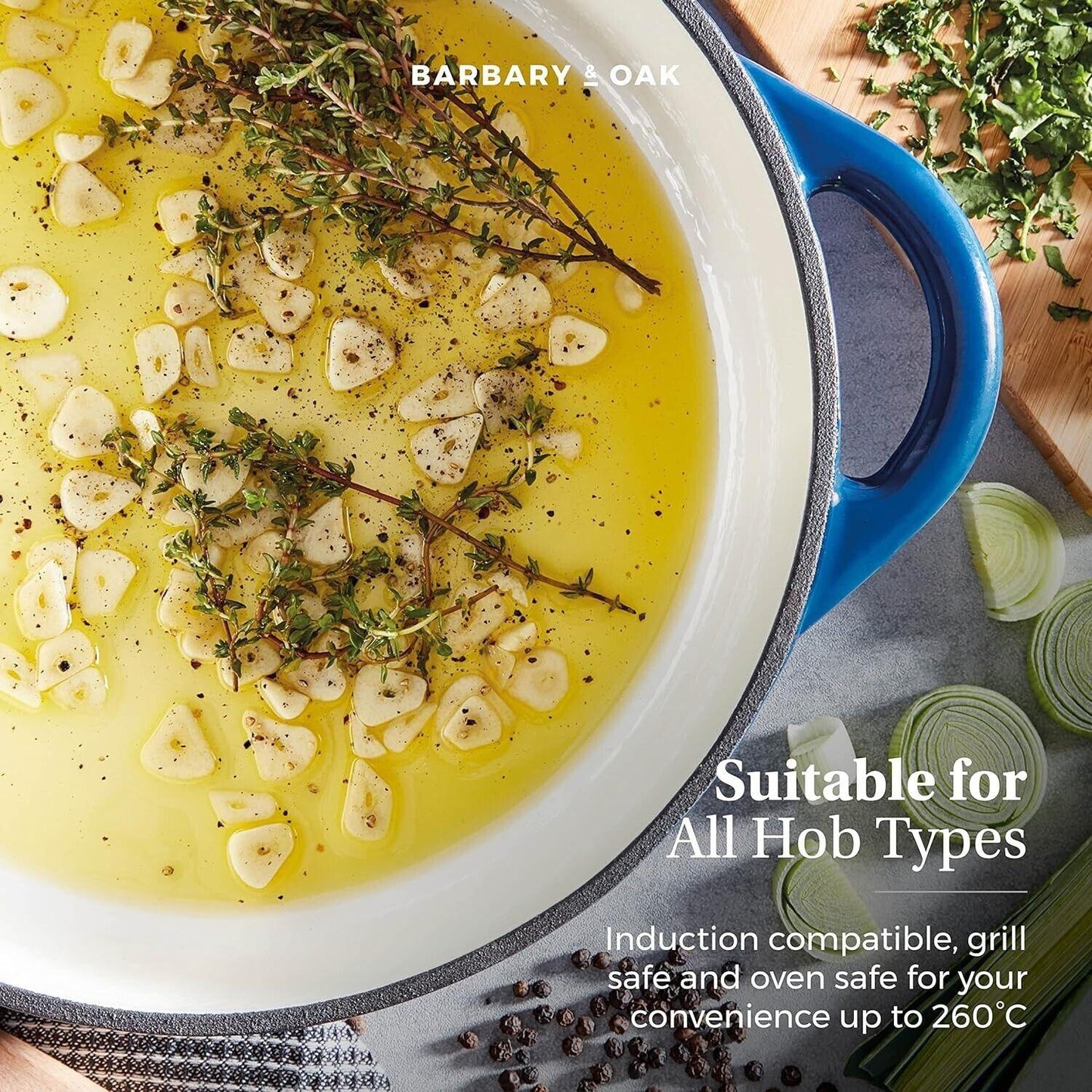 Barbary & Oak Cast Iron Casserole Pan 28cm (Blue).