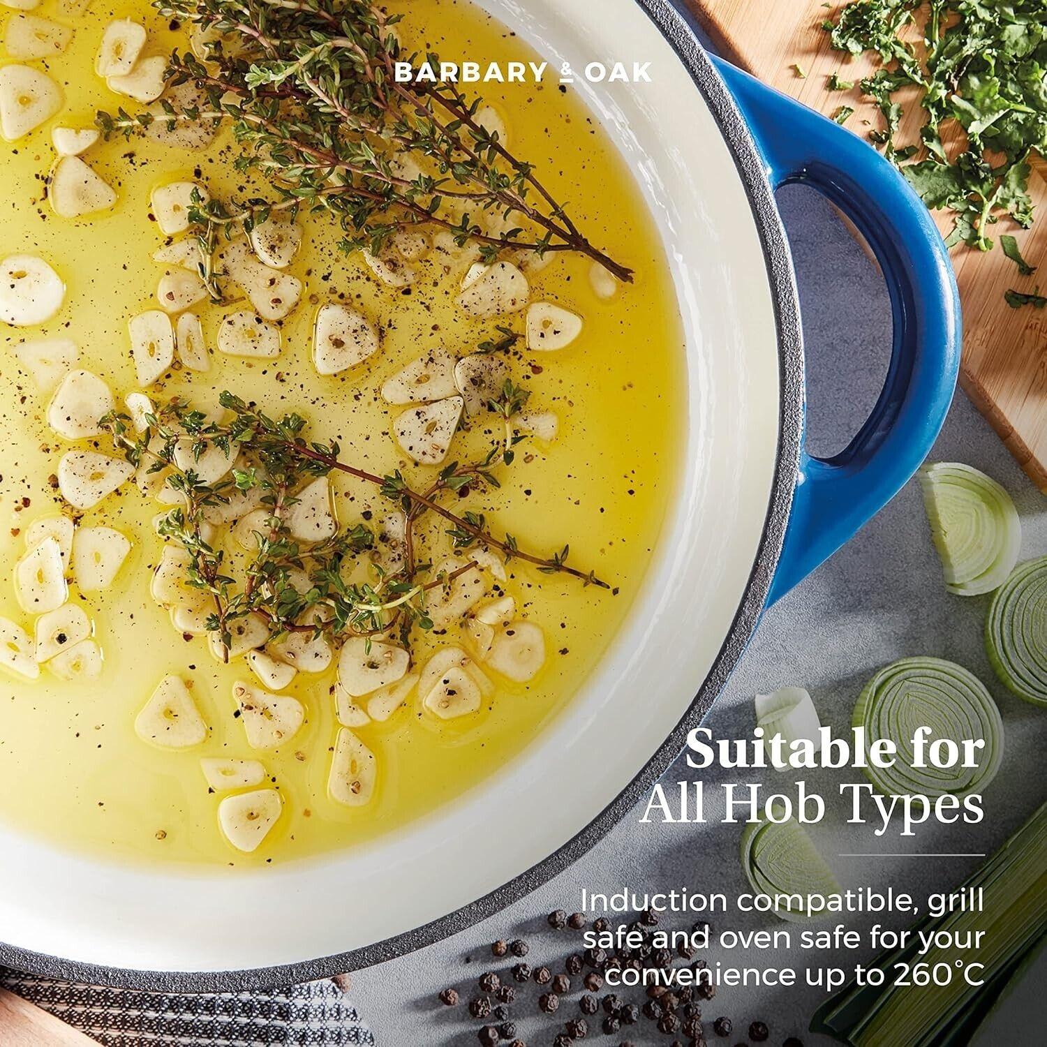 Barbary & Oak Cast Iron Casserole Pan 28cm (Blue).