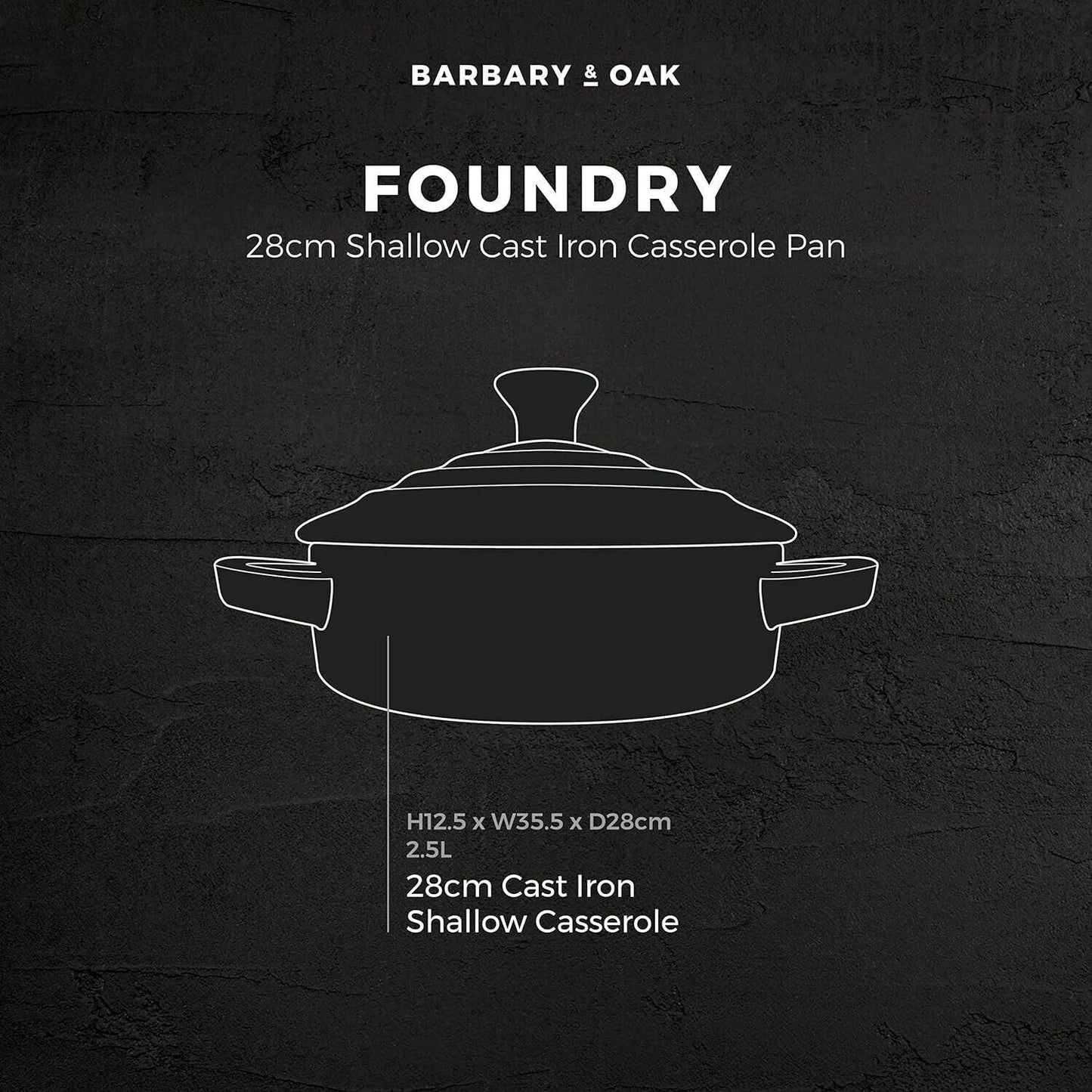 Barbary & Oak Cast Iron Casserole Pan 28cm (Blue).