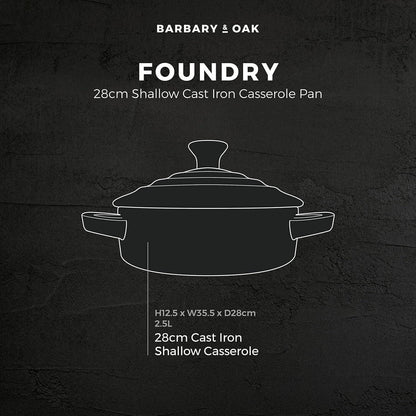 Barbary & Oak Cast Iron Casserole Pan 28cm (Blue).