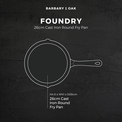Barbary & Oak Cast Iron Frying Pan 26cm BO800255BLU (Blue).