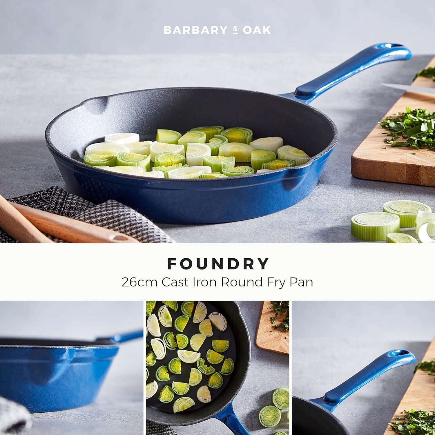 Barbary & Oak Cast Iron Frying Pan 26cm BO800255BLU (Blue).