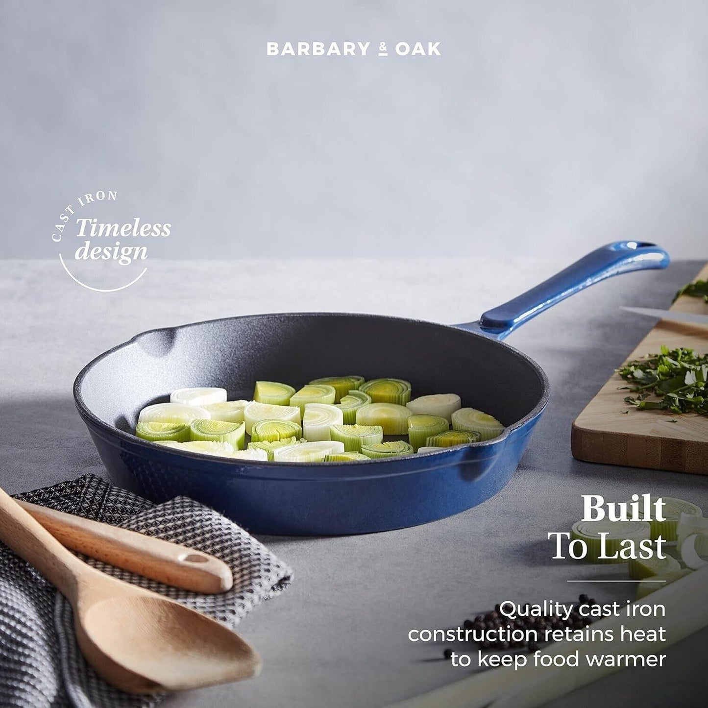 Barbary & Oak Cast Iron Frying Pan 26cm BO800255BLU (Blue).
