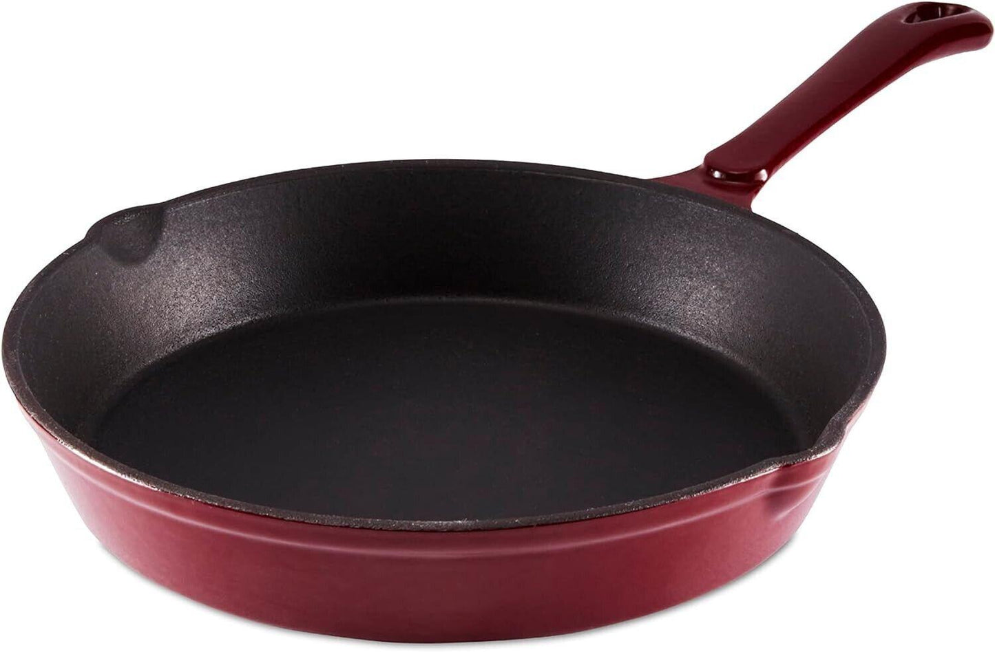 Barbary & Oak BO800255RED Cast Iron Round Fry Pan with Durable Enamel Interior, 26cm, Bordeaux Red