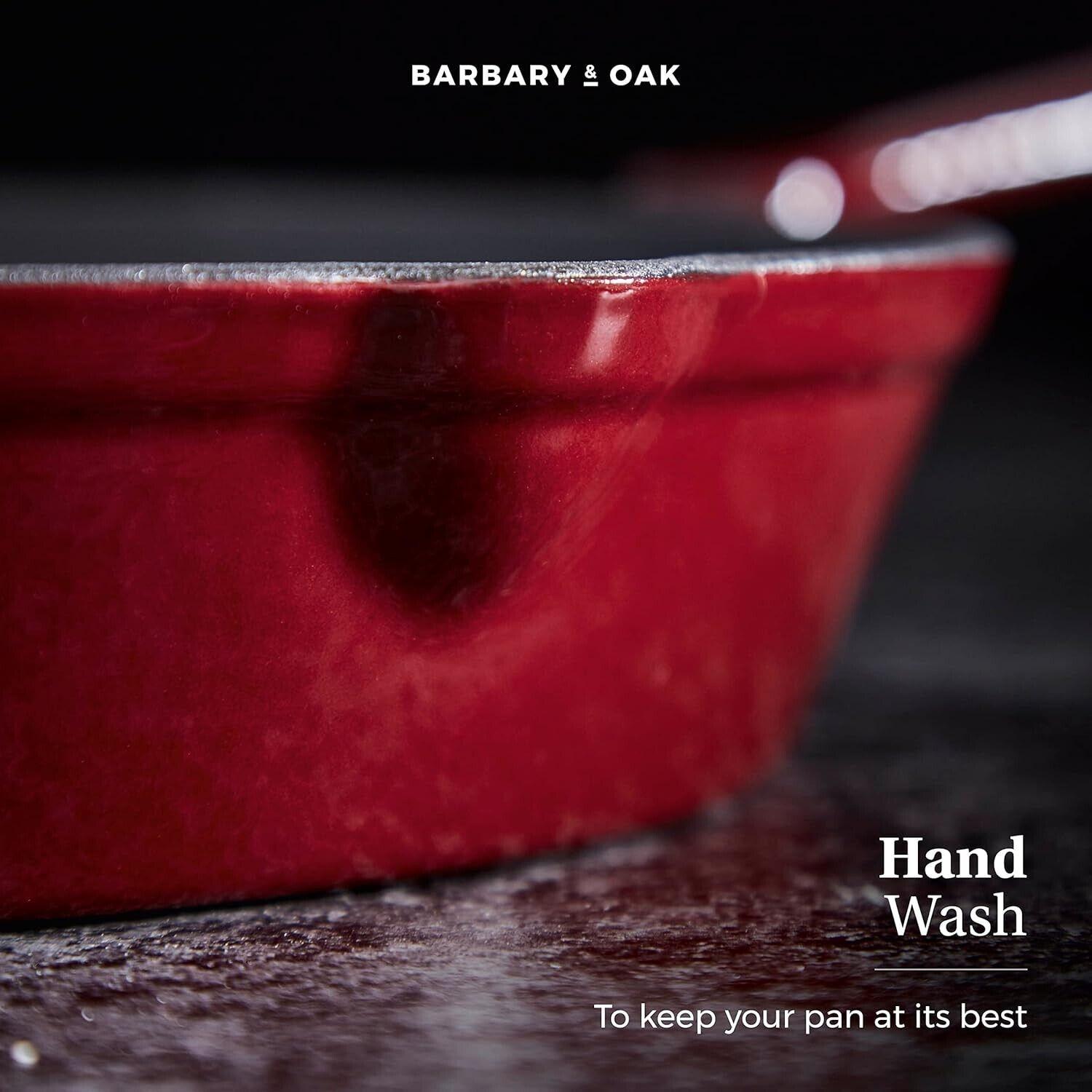 Barbary & Oak Cast Iron Frying Pan 26cm (Red).
