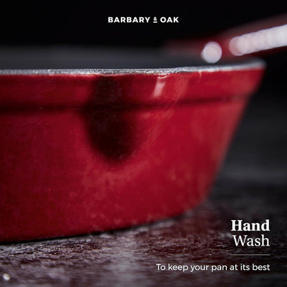 Barbary & Oak Cast Iron Frying Pan 26cm (Red).