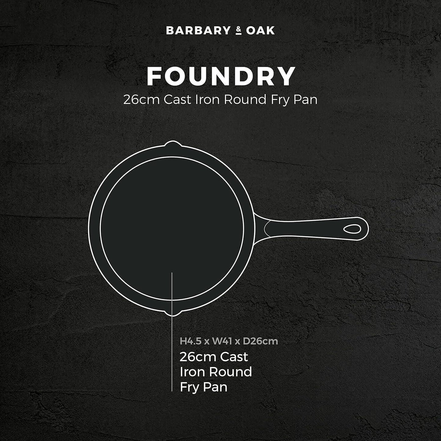 Barbary & Oak Cast Iron Frying Pan 26cm (Red).