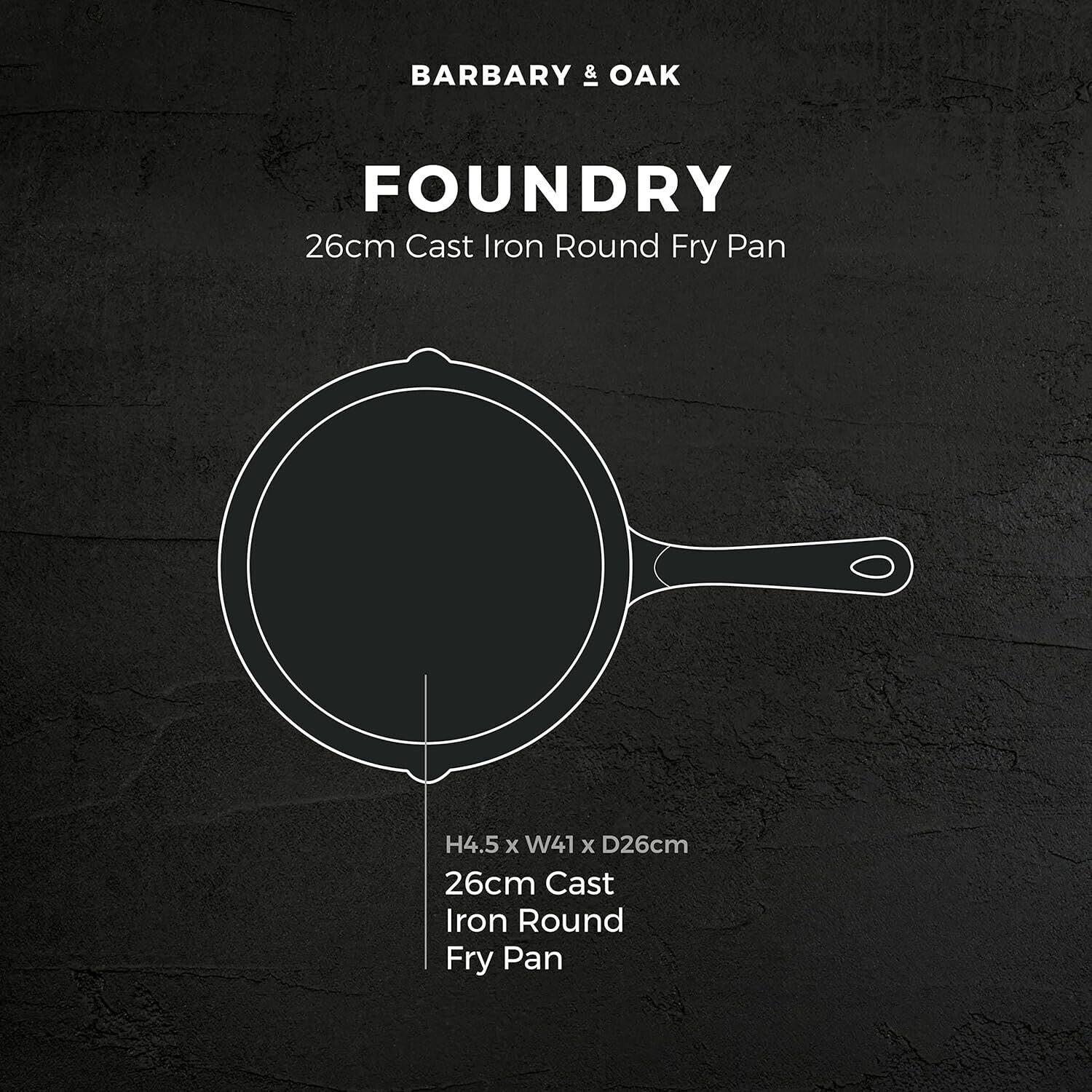 Barbary & Oak Cast Iron Frying Pan 26cm (Red).