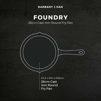 Barbary & Oak Cast Iron Frying Pan 26cm (Red).