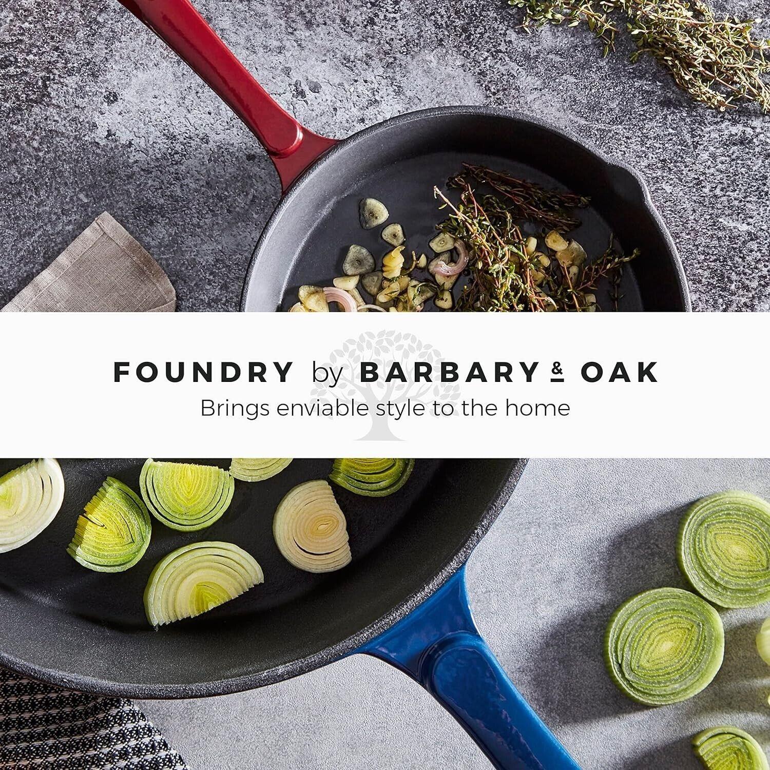 Barbary & Oak Cast Iron Frying Pan 26cm (Red).