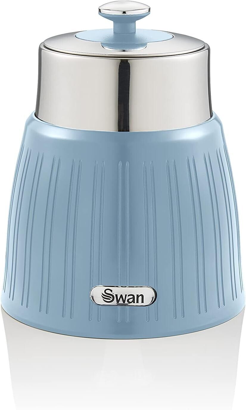 Swan SWKA1024CN Retro Set of 3 Canisters, Airtight lid locks, Generous capacity, Chrome Lid, Blue