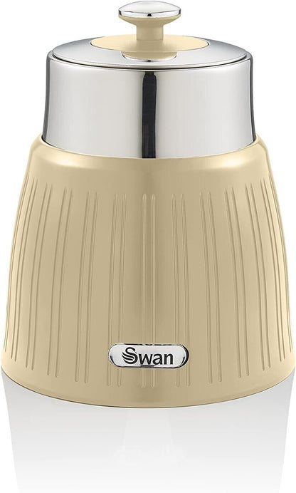 Swan SWKA1024CN Retro Set of 3 Canisters, Airtight lid locks, Generous capacity, Chrome Lid, Cream - Generous capacity