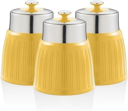 Swan SWKA1024CN Retro Set of 3 Canisters, Airtight lid locks, Generous capacity, Chrome Lid, Cream